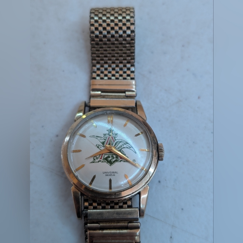 Vintage Anheuser Busch watch 1952 engraving universal geneve